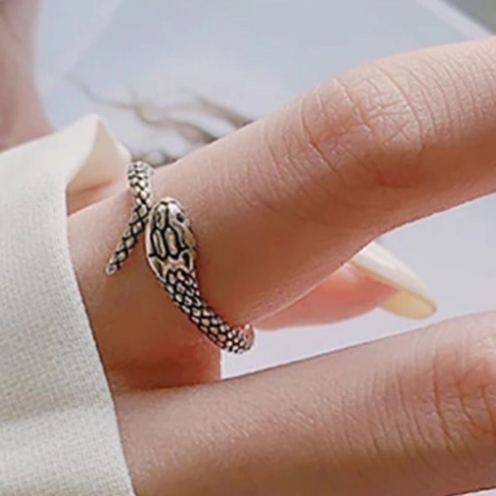The Mini Serpent Ring adjustable in antiqued 925 silver